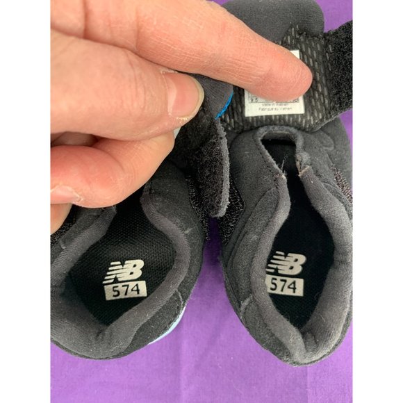 New Balance style 574 Culla US 2 Black Hook Loop inside out closure Newborn boy - Picture 6 of 10